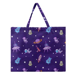 Space-seamless-pattern Zipper Large Tote Bag