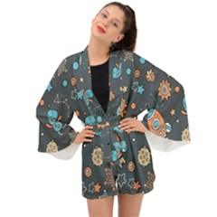 Space-seamless-pattern Long Sleeve Kimono by Salman4z