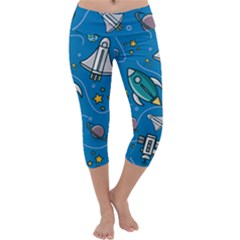 About-space-seamless-pattern Capri Yoga Leggings by Salman4z