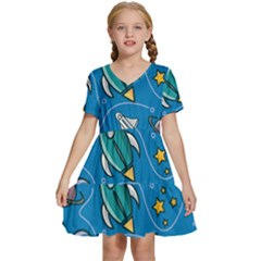 About-space-seamless-pattern Kids  Short Sleeve Tiered Mini Dress by Salman4z