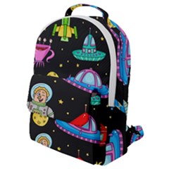 Seamless-pattern-with-space-objects-ufo-rockets-aliens-hand-drawn-elements-space Flap Pocket Backpack (small) by Salman4z