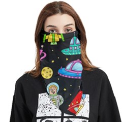 Seamless-pattern-with-space-objects-ufo-rockets-aliens-hand-drawn-elements-space Face Covering Bandana (triangle) by Salman4z