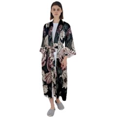 Elegant-seamless-pattern-blush-toned-rustic-flowers Maxi Satin Kimono by Salman4z