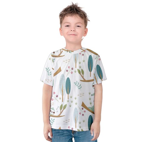 Pattern-sloth-woodland Kids  Cotton Tee by Salman4z