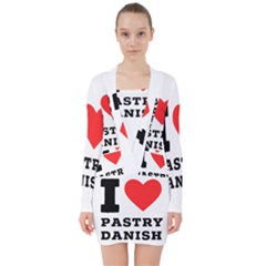 I Love Pastry Danish V-neck Bodycon Long Sleeve Dress by ilovewhateva