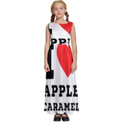 I Love Apple Caramel Kids  Satin Sleeveless Maxi Dress by ilovewhateva