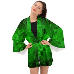 Green-rod-shaped-bacteria Long Sleeve Kimono by Salman4z