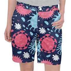 Seamless-pattern-microbes-virus-vector-illustration Women s Pocket Shorts by Salman4z