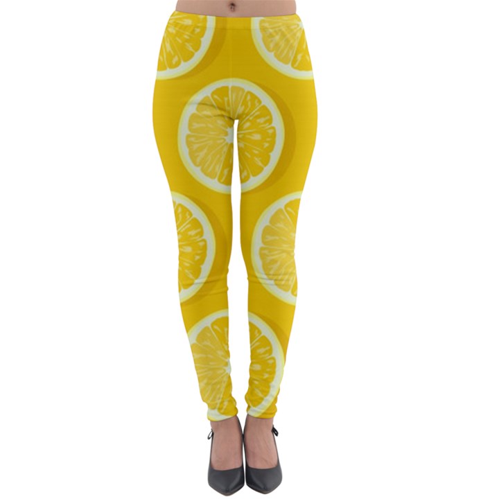 Lemon-fruits-slice-seamless-pattern Lightweight Velour Leggings