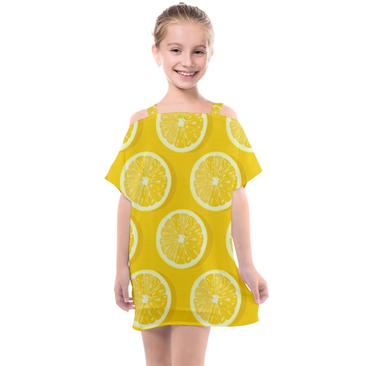 Lemon-fruits-slice-seamless-pattern Kids  One Piece Chiffon Dress