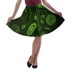 Bacteria-virus-seamless-pattern-inversion A-line Skater Skirt