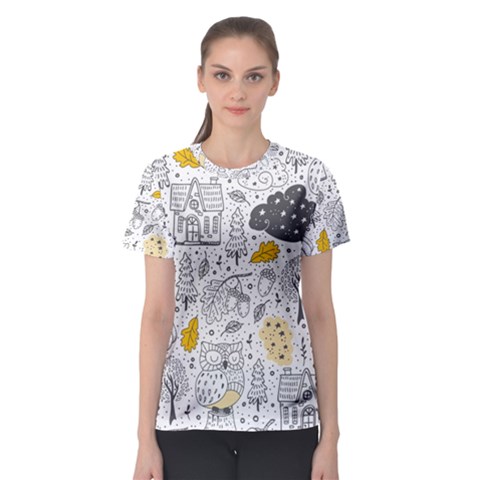 Doodle-seamless-pattern-with-autumn-elements Women s Sport Mesh Tee by Salman4z