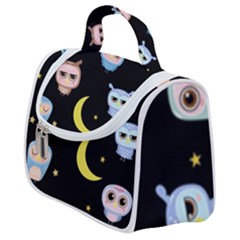Cute-owl-doodles-with-moon-star-seamless-pattern Satchel Handbag by Salman4z