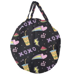 Cute-girl-things-seamless-background Giant Round Zipper Tote by Salman4z