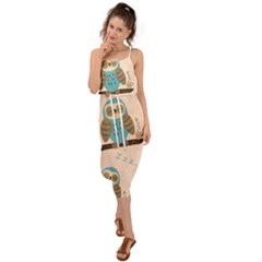 Seamless-pattern-owls-dream-cute-style-pajama-fabric Waist Tie Cover Up Chiffon Dress by Salman4z