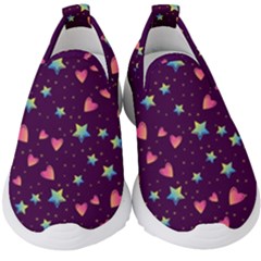 Colorful-stars-hearts-seamless-vector-pattern Kids  Slip On Sneakers by Salman4z