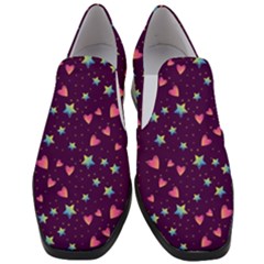 Colorful-stars-hearts-seamless-vector-pattern Women Slip On Heel Loafers by Salman4z