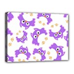 Purple-owl-pattern-background Canvas 16  x 12  (Stretched)