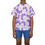 Purple-owl-pattern-background Kids  Short Sleeve Swimwear