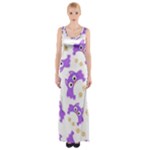 Purple-owl-pattern-background Thigh Split Maxi Dress