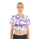 Purple-owl-pattern-background Cotton Crop Top