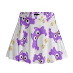 Purple-owl-pattern-background Mini Flare Skirt