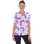 Purple-owl-pattern-background Shoulder Cut Out Short Sleeve Top