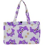 Purple-owl-pattern-background Canvas Work Bag