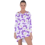 Purple-owl-pattern-background Asymmetric Cut-Out Shift Dress