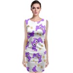 Purple-owl-pattern-background Sleeveless Velvet Midi Dress