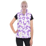 Purple-owl-pattern-background Women s Button Up Vest