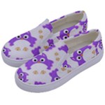 Purple-owl-pattern-background Kids  Canvas Slip Ons