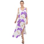 Purple-owl-pattern-background Maxi Chiffon Cover Up Dress