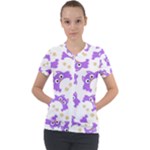 Purple-owl-pattern-background Short Sleeve Zip Up Jacket