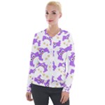 Purple-owl-pattern-background Velvet Zip Up Jacket