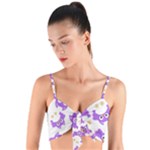 Purple-owl-pattern-background Woven Tie Front Bralet