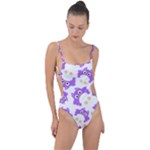 Purple-owl-pattern-background Tie Strap One Piece Swimsuit