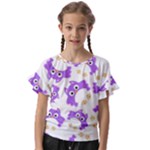 Purple-owl-pattern-background Kids  Cut Out Flutter Sleeves