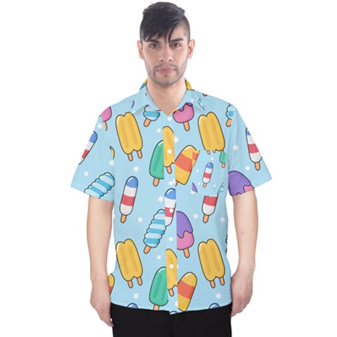 Cute-kawaii-ice-cream-seamless-pattern Men s Hawaii Shirt by Salman4z