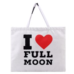 I Love Full Moon Zipper Large Tote Bag by ilovewhateva