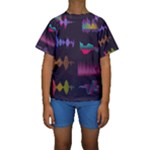 Colorful-sound-wave-set Kids  Short Sleeve Swimwear