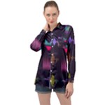 Colorful-sound-wave-set Long Sleeve Satin Shirt