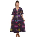 Colorful-sound-wave-set Kimono Sleeve Boho Dress