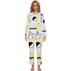 Graphic-design-geometric-background Womens  Long Sleeve Lightweight Pajamas Set by Salman4z