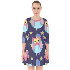 Owl-stars-pattern-background Smock Dress by Salman4z