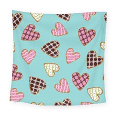 Seamless Pattern With Heart Shaped Cookies With Sugar Icing Square Tapestry (large) by pakminggu