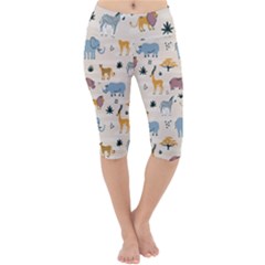 Wild Animals Seamless Pattern Lightweight Velour Cropped Yoga Leggings by pakminggu