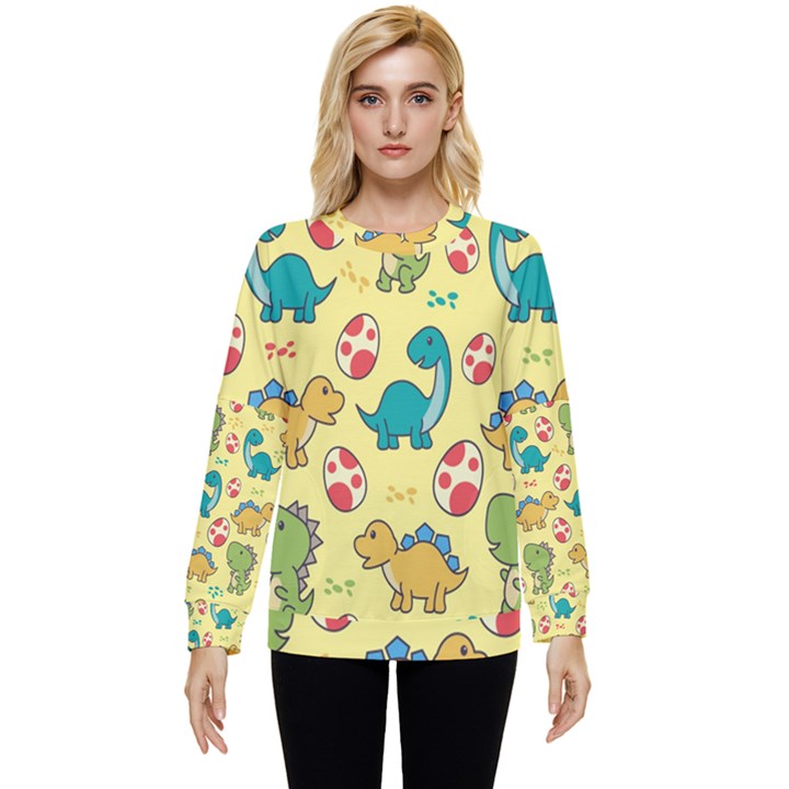 Seamless Pattern With Cute Dinosaurs Character Hidden Pocket Sweatshirt