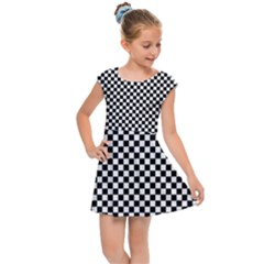 Black And White Checkerboard Background Board Checker Kids  Cap Sleeve Dress by pakminggu