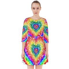 Tie Dye Heart Colorful Prismatic Smock Dress by pakminggu
